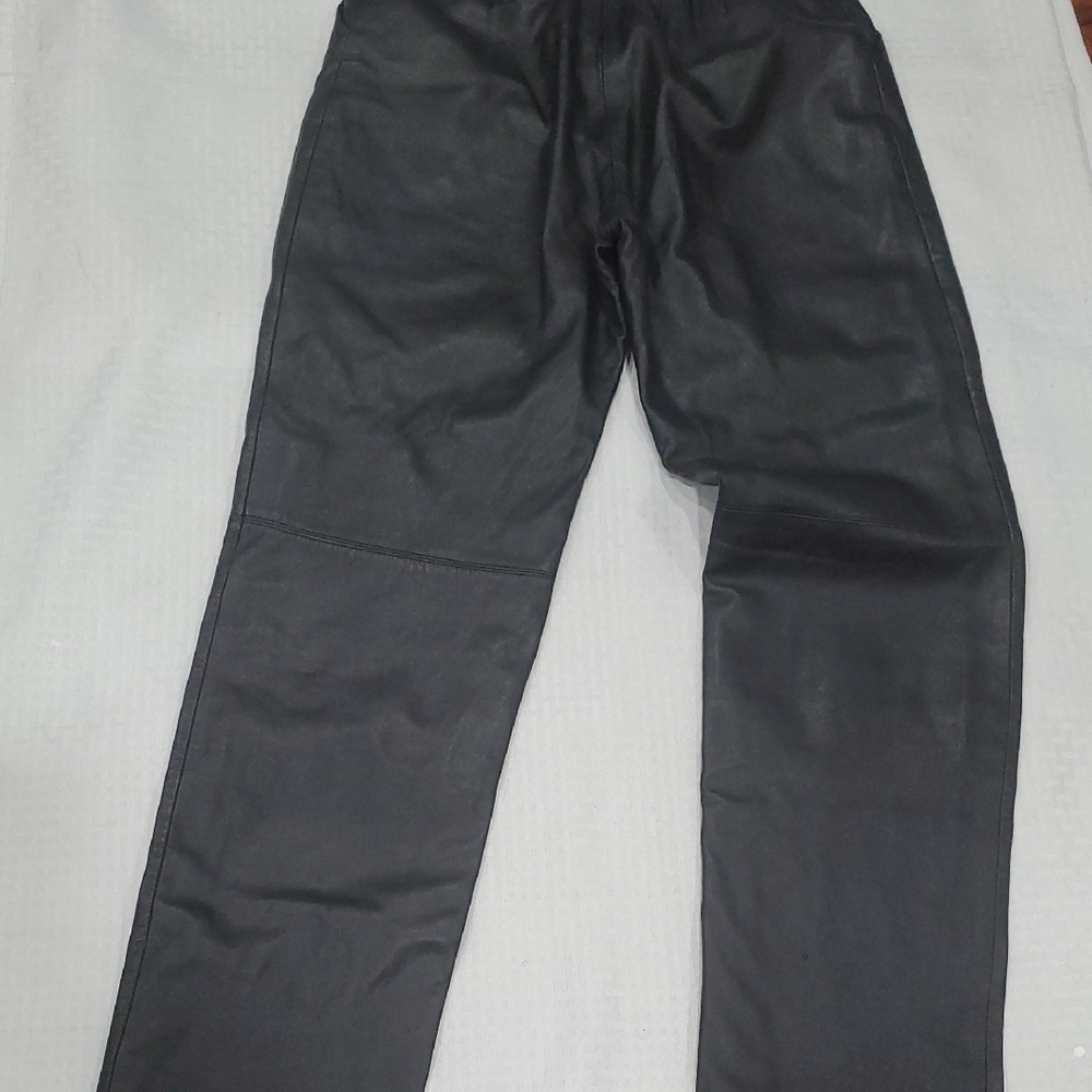 Vtg Alfani Black  Leather Pants - Picture 9 of 13